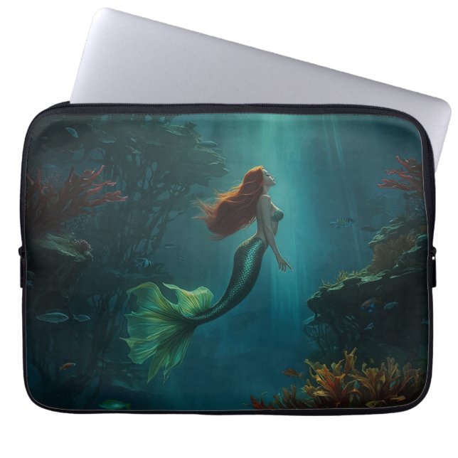 Mermaid's Dream Fantasy Art Onderwater Scene Laptop Sleeve (Voorkant)