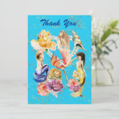 Mermaid's Dream Romantische Florals en Parels Bedankkaart (Staand voorkant)
