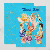 Mermaid's Dream Romantische Florals en Parels Bedankkaart (Voorkant / Achterkant)