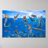 Mermaids en dolfijnen Fantasy Art Poster (Voorkant)