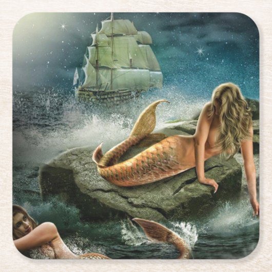 mermaids en verzendkosten kartonnen onderzetters (Voorkant)