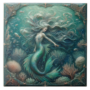Mermaid's Enchanted Reef - Tijdloze Zeeen Tegel Tegeltje