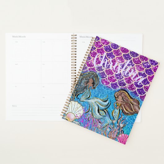 Mermaids Glitter Illustration with Tail Scales Planner (Display)