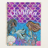 Mermaids Glitter Illustration with Tail Scales Planner (Voorkant)