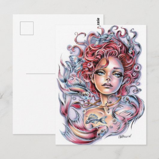 Mermaid's hart briefkaart (Voorkant / Achterkant)