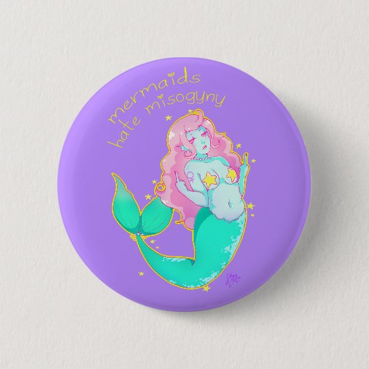 Mermaids Hate Misogyny Button (Voorkant)