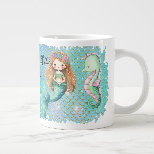 "Mermaid's hebben meer plezier" mok. Grote Koffiekop (Rechts)