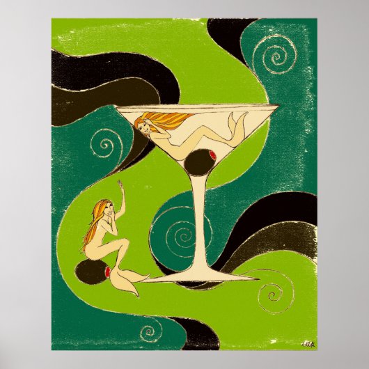 Mermaids in a Martini Poster (Voorkant)