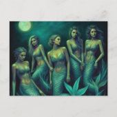 Mermaids in the Full Moon Night Briefkaart (Voorkant)