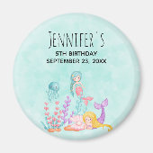 Mermaids & Jellyfish Under the Sea Birthday Magneet (Voorkant)