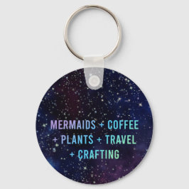 Mermaids + Koffie + Planten Galaxy Design Sleutelh Sleutelhanger