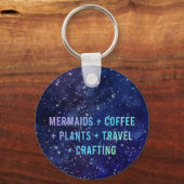 Mermaids + Koffie + Planten Galaxy Design Sleutelh Sleutelhanger (Achterkant)