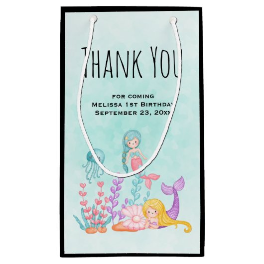 Mermaids & kwallen onder het Zee Dank u wel Klein Cadeauzakje (Achterkant)