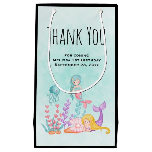 Mermaids & kwallen onder het Zee Dank u wel Klein Cadeauzakje (Voorkant)
