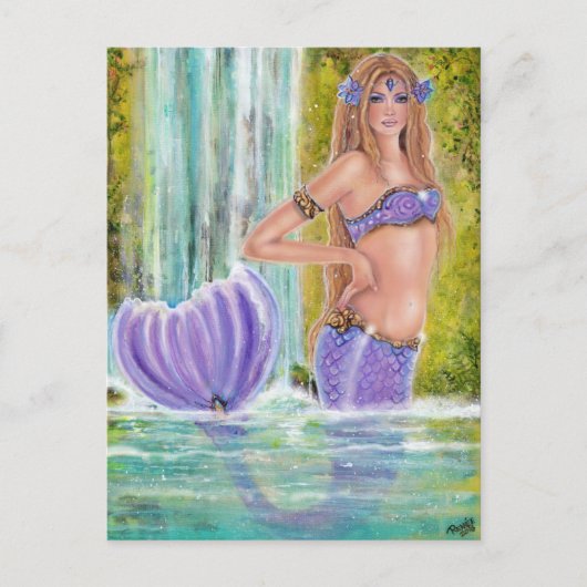 Mermaids lagoon waterfall art van Renee Lavoie Briefkaart (Voorkant)