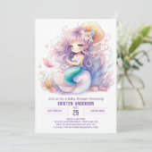 Mermaid's Lullaby Baby shower Invitation Kaart (Staand voorkant)