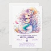 Mermaid's Lullaby Baby shower Invitation Kaart (Voorkant / Achterkant)