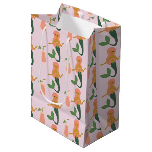 Mermaids + Mai Tais Medium Cadeauzakje (Voorkant Gekanteld)