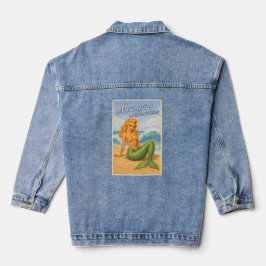 Mermaids Make Waves Retro Pin-Up | Coastal Beach Denim Jacket