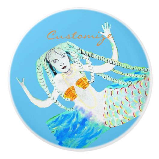 Mermaids met Dreadlocks Thunder_Cove Keramische Knop (Voorkant)