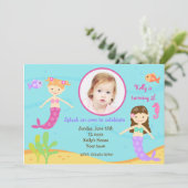 Mermaids Onder de verjaardagsuitnodigingen van het Kaart (Staand voorkant)