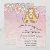 Mermaids onder het Zee Glitter Baby Girl Shower Kaart (Voorkant / Achterkant)
