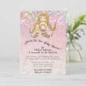 Mermaids onder het Zee Glitter Baby Girl Shower Kaart (Staand voorkant)