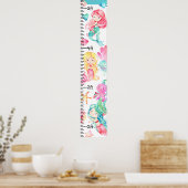 Mermaids onder Zee Roze Blauwgroen Groeigrafiek Poster (Keuken)