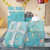 Mermaids Partij bij het Caraïbisch Blauw Zee Cadeaupapier