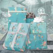 Mermaids Partij bij het Caraïbisch Blauw Zee Cadeaupapier