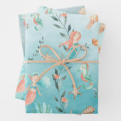 Mermaids Partij bij het Caraïbisch Blauw Zee Inpakpapier Vel (In situ)