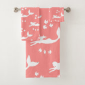 Mermaids Pattern Coral and White Towel Set Bad Handdoek (Insitu)