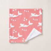 Mermaids Pattern Coral and White Towel Set Bad Handdoek (Wasdoekje)