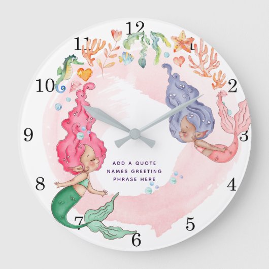 MERMAIDS Personalized Grote Klok (Voorkant)