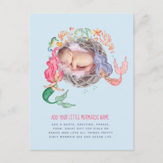 Mermaids Persoonlijke FOTO nodigt aankondiging uit Briefkaart (Voorkant)