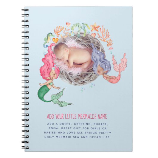 Mermaids PHOTO Baby Memories Journal Notitieboek (Voorkant)