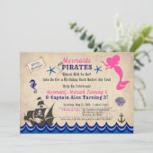 Mermaids & Pirates Invitation, Siblings Invitation Kaart (Staand voorkant)
