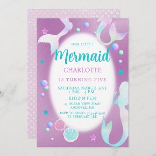 Mermaids RegenboogIridescent Glitter Aqua Birthday Kaart