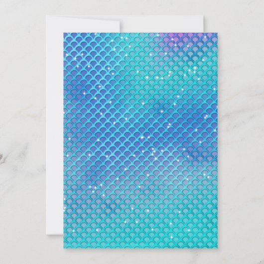 Mermaids RegenboogIridescent Glitter Pink Aqua Cut Kaart (Achterkant)