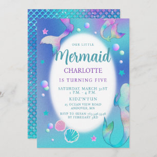 Mermaids RegenboogIridescent Glitter Pink Aqua Cut Kaart