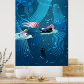 Mermaids rennen in oceaankinderen illustratie poster (Keuken)