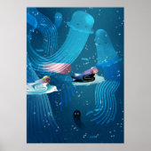 Mermaids rennen in oceaankinderen illustratie poster (Voorkant)
