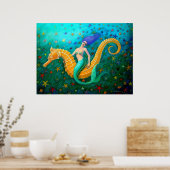 Mermaid's Ride-Magical Seahorse Poster (Keuken)