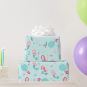 Mermaids Roze en Turquoise Pattern Cadeaupapier