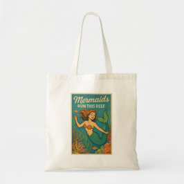 Mermaids Run This Reef | Retro Coral Fish Beach Tote Bag