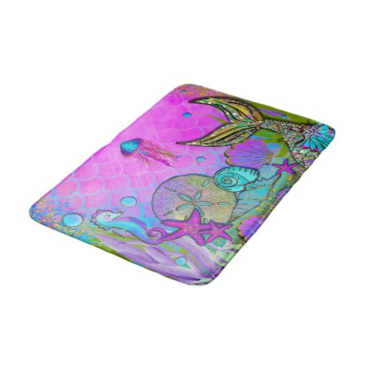 Mermaids & Sea Shells Under the Sea Sparkle Badmat (Gekanteld)