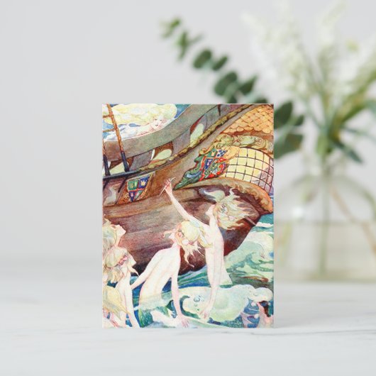 Mermaids Sisters and Ship Briefkaart (Staand voorkant)