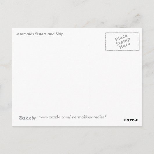 Mermaids Sisters and Ship Briefkaart (Achterkant)