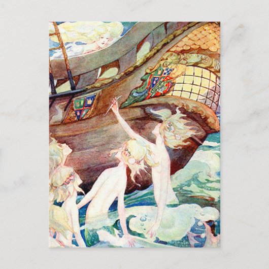 Mermaids Sisters and Ship Briefkaart (Voorkant)