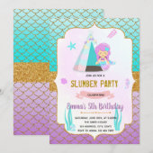 mermaids slumber thema uitnodiging (Voorkant / Achterkant)